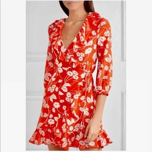 RIXO ABIGAIL SILK RED WRAP DRESS